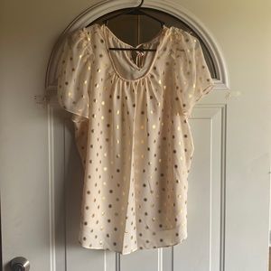 EUC worn once for holiday party. LC crm&gold polka dot top w/tie back neck. Sz L